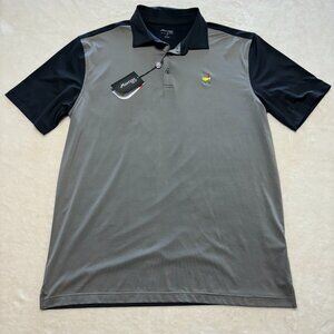 NWT Masters Tech Mens Golf Polo Size Large Grey‎ Black Colorblock Performance